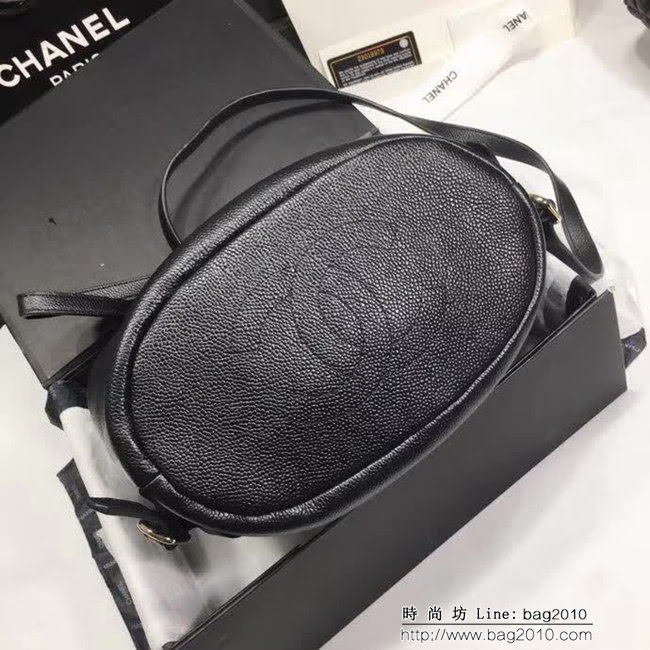 香奈兒CHANEL 型號93859黑色 原版球紋進口牛皮雙肩背包 DSC1308